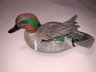 Green - Winged Teal Decoy By George Kruth For The Danbury