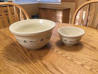 Longaberger Woven Traditions Blue Mixing Bowls - Set Of 2