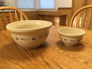 Longaberger Woven Traditions Blue Mixing Bowls - Set Of 2 3