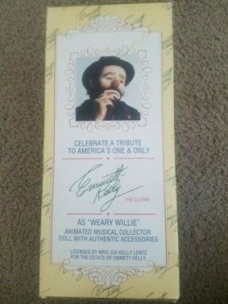 Weary Willie Emmett Kelly Musically Animated Doll W/ Cert.  Of Auth.