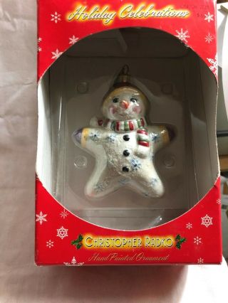 Christopher Radko Holiday Celebration Snowman Ornament - Nib