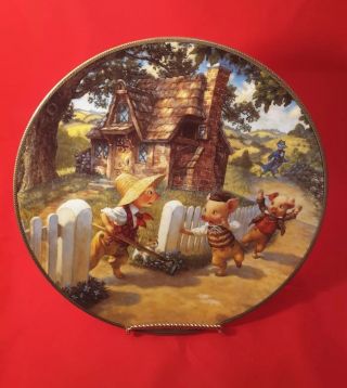 Vintage The Three Little Pigs Knowles Classic Fairy Tales Collective Plate 1991 4