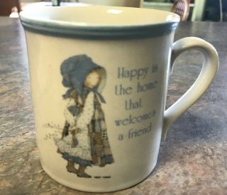Vintage Holly Hobbie Blue Girl Coffee Mug Stoneware Vintage Friend