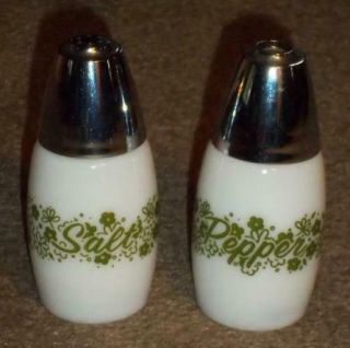 Vintage Milk Glass Crazy Daisy Salt & Pepper Shakers