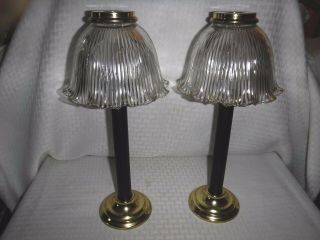 Partylite Gaslight Candle Lamp Brass&black Spring Candle Holder Glass Shade