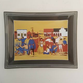 Michael Acosta First National Bank Mural 1962 Glass Tray 7 " X 9 " Las Cruces Nm