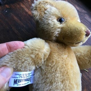 Vintage British Merrythought Liberty Bear 1986 mohair 10 Inch jointed teddy 2