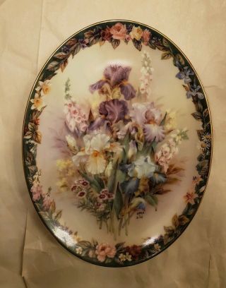 Lena Liu Floral Cameos Cherished Oval Plate Bradford Exchange Flowers Flawless