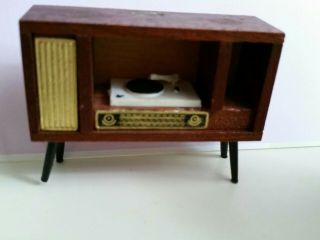 Dollhouse Furniture Record Player Wooden Vintage