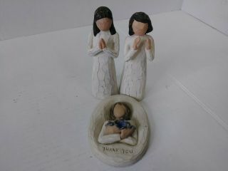 Willow Tree Sisters By Heart Susan Lordi Demdaco 5.  5 " Set Of 2 - Plus Thank You