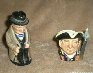 2 Royal Doulton Character Toby Jugs,  Guardsman & Winston Churchill