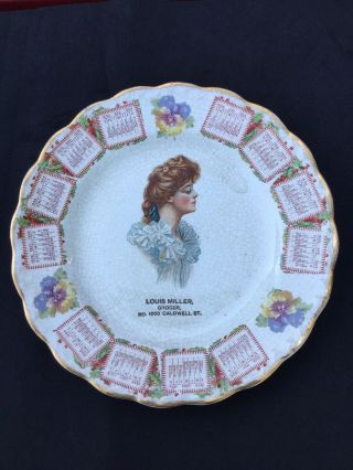 1909 Calendar Plate By Carnation McNicol 9 Inch Gibson Girl 3