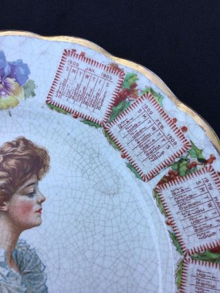 1909 Calendar Plate By Carnation McNicol 9 Inch Gibson Girl 7