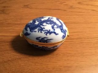 Neiman Marcus Porcelain Egg Shaped Hinged Box Chinese Dragon