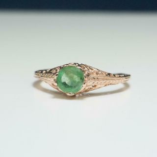 Antique.  44ctw Emerald 14k Rose Gold/sterling Silver Ring Size 4.  25