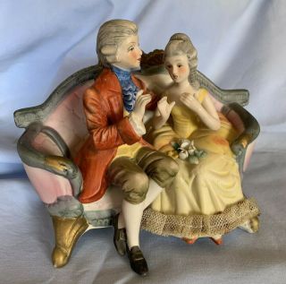 Vintage Bisque Royal Crown Victorian Man And Woman Figurine 7 - 1/4 " W