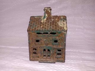 Antique Cast Iron Still Penny Bank - 2 Story House - A.  C.  Williams Early 1900 