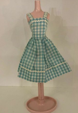 Vintage Barbie Doll Clone Blue White Check Dress Rick Rack Babs Lilli 50’s/60’s