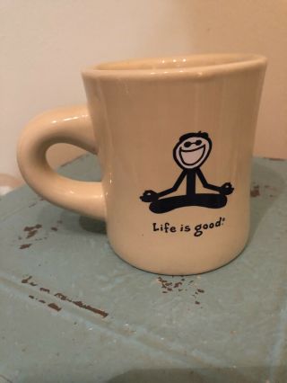 Life Is Good Coffee Mug Carnation Yellow Meditation Positive Affirmation Yoga