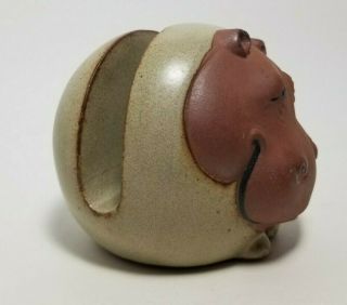 Pottery Napkin Letter Holder Hippo Hippopotomus Uctci Gempco Japan 3 " Tall