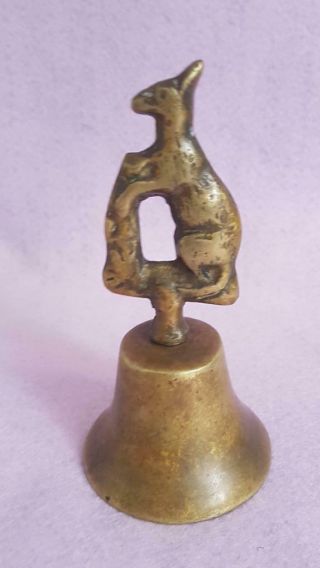 Fantastic Early C20th Australian Cast Figural Bronze Bell With Kangaroo Handle