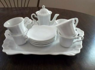 Porcelain China White Miniature Tea Set With Tray - Japan