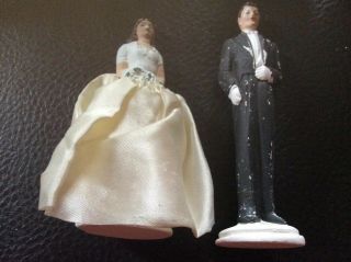 Vintage Figurine Porcelain Bride Groom Bridesmaid Wedding Cake Toppers
