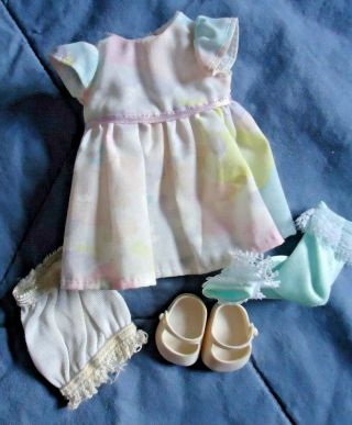 Vintage Vogue Ginny Cotton Pastel Print Dress,  Shoes,  Socks,  Panties (no Doll) Evc
