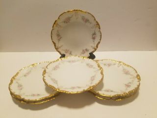 Antique J P L France White & Gold Porcelain China 6 Plates 4