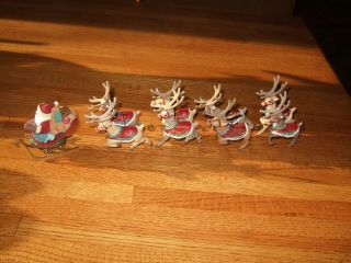 Hallmark Keepsake Ornaments 1992 Santa And His Reindeer 5 Piece Set No Boxes