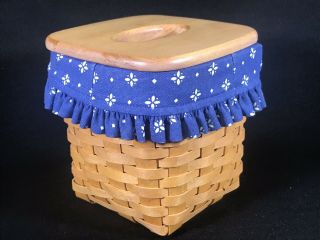 Longaberger Handwoven Tissue Basket W/ Cloth & Plastic Liner & Cover 1997 Dw