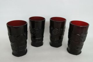 Avon Cape Cod Ruby Red Glass Set Of 4 Tumbler Drinking Cups 1023b