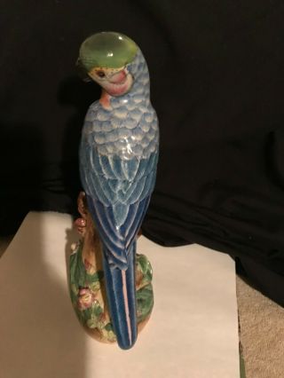1 Hand Painted Andrea By Sadek Porcelain Birds Parrots Macaws Figurine 11 "