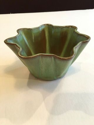 Vintage Frankoma Pottery Planter Fluted Bowl Green Jardiniere F33