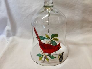 West Virginia Glass company,  clear glass Bell with red Cardinal design. 3
