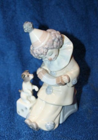 Lladro Pierrot Clown With Concertina And Puppy Dog Figurine 5279