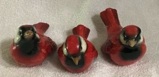 Vintage Hummel Goebel Red Cardinal / Sparrow Bird Figure - Set Of 3
