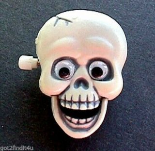 Hallmark Pin Halloween Vintage Wind Up Skeleton Skull Mechanical Holiday Brooch