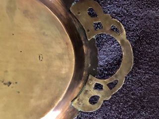 Vintage Oval Brass Tray Engraved With Peacock and Floral Motif Made - in India 8