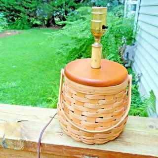 American Traditions Hand Woven Basket With Lid Lamp,  No Shade