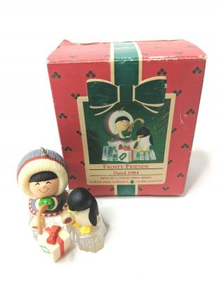 Hallmark Christmas Ornament Frosty Friends 5th In Series 1984 Ice Fishing