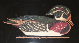 Couroc of Monterey Male Wood Duck Bird 9.  5 x 12.  5 