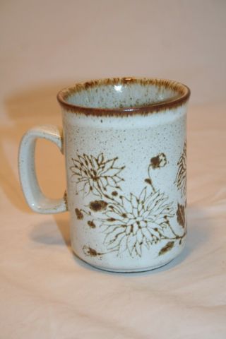 Dunoon Ceramics Scotland Speckled Stoneware Mug Cup Flower Floral Pattern Euc