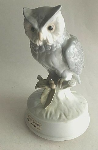 Vintage Otagiri Owl Branch Ceramic Music Box " Moonlight Serenade " 6.  5 " X4.  5 " Japan