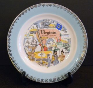 Virginia State Souvenir Plate Blue 