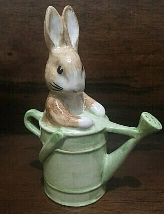 Beatrix Potter Figurine " Peter In The Watering Can " Beswick