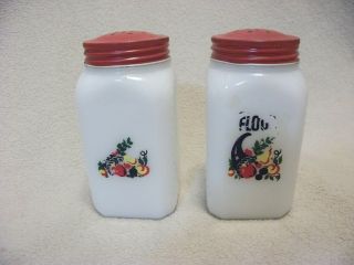 2 Vintage Milk Glass Shakers