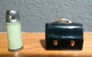 Arcadia Ceramics Lunch Box & Thermos Vintage Miniature Salt & Pepper Shakers