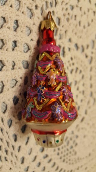 Christopher Radko Blown Glass Christmas Tree Ornament 4 In.  High