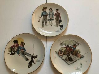 3 Norman Rockwell 1975 Four Seasons Plates Gorham China